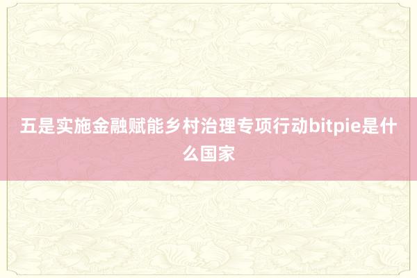 五是实施金融赋能乡村治理专项行动bitpie是什么国家