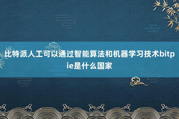 比特派人工可以通过智能算法和机器学习技术bitpie是什么国家