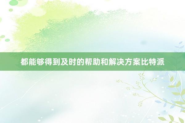 都能够得到及时的帮助和解决方案比特派