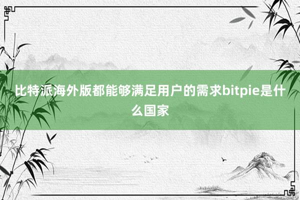 比特派海外版都能够满足用户的需求bitpie是什么国家