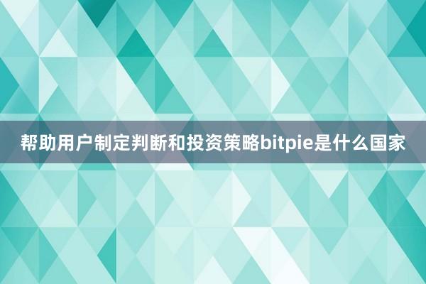 帮助用户制定判断和投资策略bitpie是什么国家