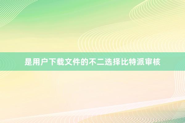 是用户下载文件的不二选择比特派审核