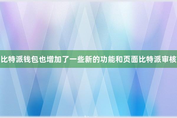 比特派钱包也增加了一些新的功能和页面比特派审核