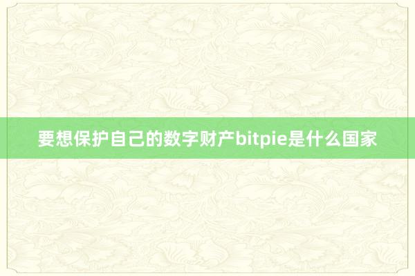 要想保护自己的数字财产bitpie是什么国家